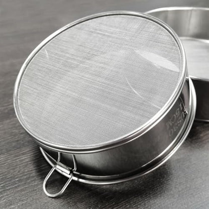 Flour Sifter for Baking 2 Pack, Round Flour Sifter Stainless Steel 6 Inch 60 Mesh and 8 Inch 40 Mesh Sieve Fine Meshs Flours Sieve Set for Baking Cake Bread Pastries - size: 6in 60 Mesh & 8in 40 Mesh