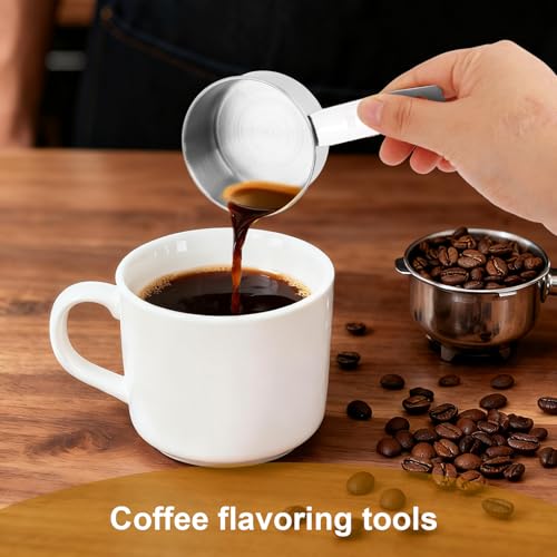 4pcs Measuring Cup Scoops, 4 Sizes Stainless Steel Cup Scoop Set with Scale Tasse a Mesurer for Kitchen Liquid & Dry Ingredients Coffee Cooking Baking Accessories Essentials Utensils Gadgets (Silver)