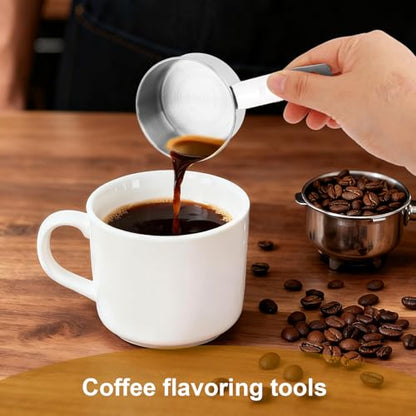 4pcs Measuring Cup Scoops, 4 Sizes Stainless Steel Cup Scoop Set with Scale Tasse a Mesurer for Kitchen Liquid & Dry Ingredients Coffee Cooking Baking Accessories Essentials Utensils Gadgets (Silver)