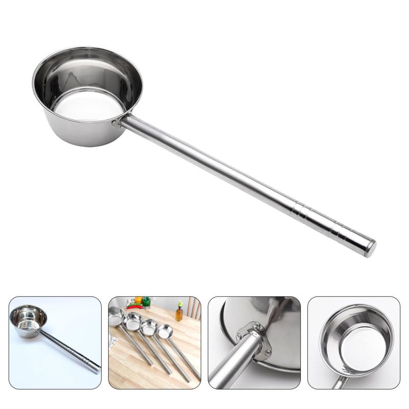 Cabilock Stainless Steel Long Handle Ladle Heat Resistant Soup Scoop Spoon for Kitchen Water Ladle for Cooking and Serving for Dining and Food Preparation - size: 48X18CM