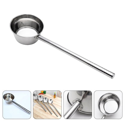 Cabilock Stainless Steel Long Handle Ladle Heat Resistant Soup Scoop Spoon for Kitchen Water Ladle for Cooking and Serving for Dining and Food Preparation - size: 48X18CM