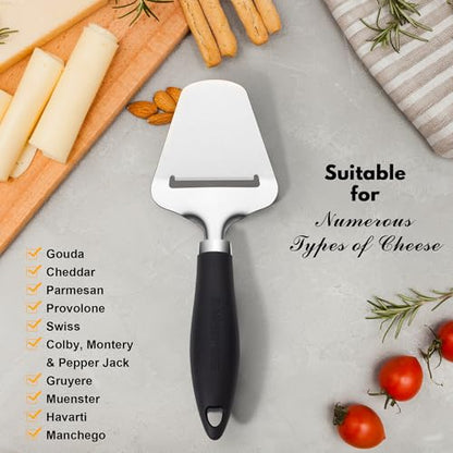 Rainspire Upgraded Non-Stick Cheese Slicers for Block Cheese Multi-Functional Cheese Cutter for Mozzarella, Cheddar, Gruyere Charcuterie Accessories Dishwasher Safe Kitchen Tools, Black - color: Black