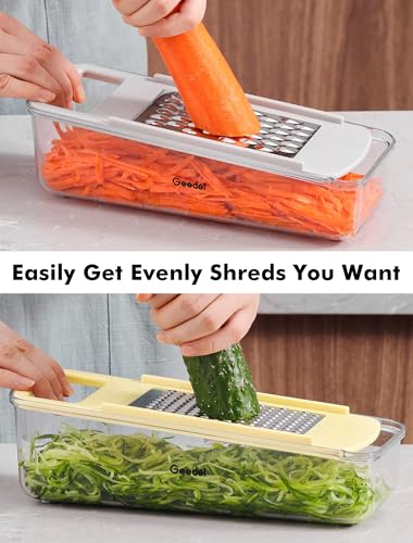 Geedel Professional Mandoline Slicer for Kitchen, Multi Purpose Vegetable Slicer Cutter, Vegetable Cutter Onion Cutter for Veggie Fruit Cheese - color: Light Blue