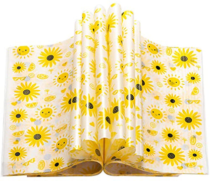 100 Pcs Wax Paper Sheets for Food, Sunflower Wax Papers for Food Sandwich Wrap Paper Deli Wraps, Waterproof Oil-proof Picnic Basket Liners with Sunflower Pattern for Kitchen Handmade Food - color: Sunflower