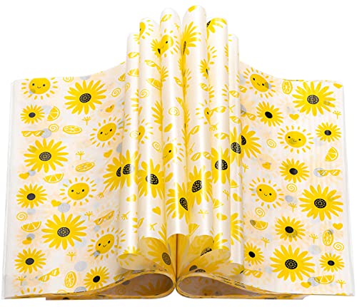 100 Pcs Wax Paper Sheets for Food, Sunflower Wax Papers for Food Sandwich Wrap Paper Deli Wraps, Waterproof Oil-proof Picnic Basket Liners with Sunflower Pattern for Kitchen Handmade Food - color: Sunflower