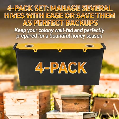 4 Pack 3.5L Bee Hive Feeder, Bee Frame Feeder, Deep Frame Water Feeder, Bee Feeder for Beekeeping Supplies Equipment Tools (Yellow, 4 Pack 3.5L) - color: YELLOW, size: 4 Pack 3.5L