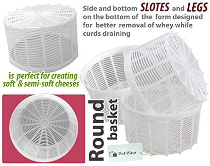 PetriStor 3pcs Soft Cheese Mold for Cheese Making 1.25QT - Medium Cheese Mold - Homemade Cheese Making Supplies - Cream Cheese Form Mold - Molde Para Queso Fresco Casero - Cheese Making Basket
