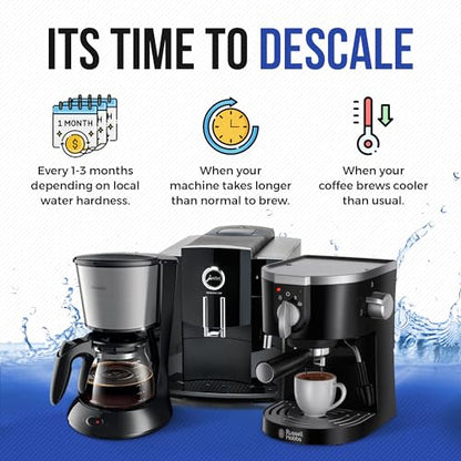 Descaling Powder Solution (6-Uses) Coffee Machine Descaler Cleaner | Compatible with Breville Keurig Nespresso Delonghi Ninja | To Descale Automatic Coffee Pots & Makers & Espresso Machines - size: 1 Count (Pack of 6), style: Powder