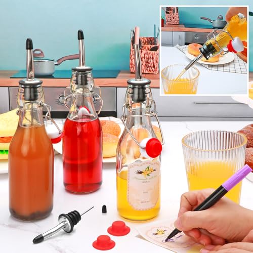 8oz Swing Top Glass Bottles - 12 Pack Flip Top Glass Bottle with Airtight Lid for Home Brewing, Fermentation, Beer, Vanilla Extract, Limoncelle, Kombucha, Kefir, Soda, Bonus Gaskets and Pourers - size: 8oz-12pack