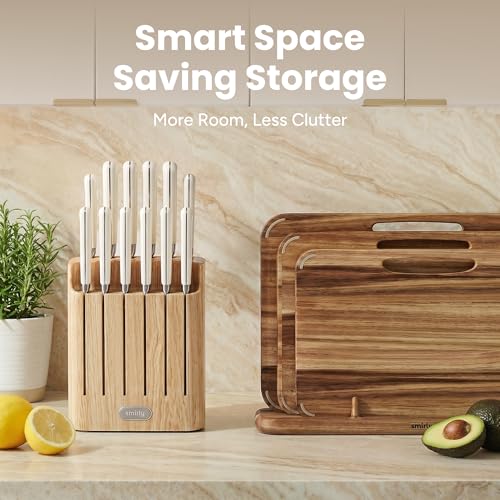 SMIRLY 14-Piece Kitchen Knife Set with Magnetic Block, High Carbon Stainless Steel Chef Knives, Ultra Sharp, Dishwasher Safe, Cream White - color: Cream White