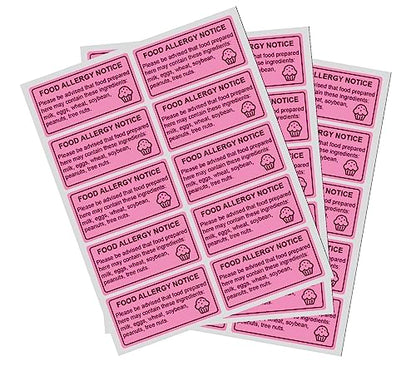 1x2 inch 500PCS Food Allergy Warning Labels Allergies Stickers