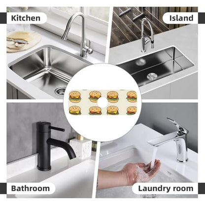 Cute Cheeseburger Print Faucet Mat for Kitchen Sink, Faucets Mat Splash Guard Absorbent Fast Drying, Kitchen Sink Mats for Around Faucet Draining