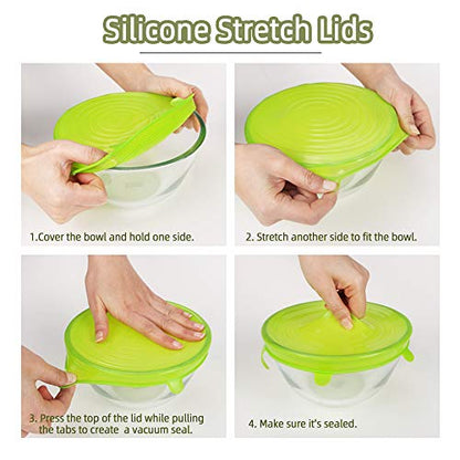 Webake Silicone Stretch Lids 12 Pack Reusable Expandable Lids (2.6" to 8.3") Fit Various Sizes of Container Tops, Bowls, Cups, Cans (Durable, Flexible) - color: Multicolor