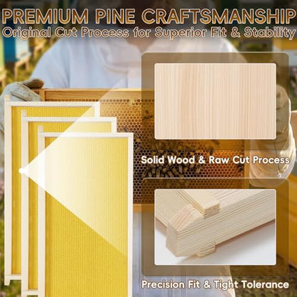 10 Pack Beehive Frames Deep Unassembled, Wooden Bee Frames with Plastic Beeswax Coated Foundations for Deep Brood Box (Yellow) - color: Yellow, size: 10 Pack
