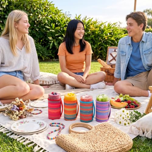 KJQJLY 4 Pcs Mason Jars Sleeves Neoprene 16oz and 24oz 32oz Regular and Wide Mouth Mason Jar Sleeves Holder with Handle (Desert Sunset, 24 OZ) - color: Desert Sunset, size: 24 OZ