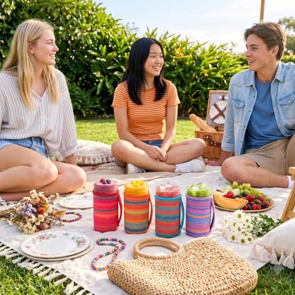 KJQJLY 4 Pcs Mason Jars Sleeves Neoprene 16oz and 24oz 32oz Regular and Wide Mouth Mason Jar Sleeves Holder with Handle (Desert Sunset, 24 OZ) - color: Desert Sunset, size: 24 OZ