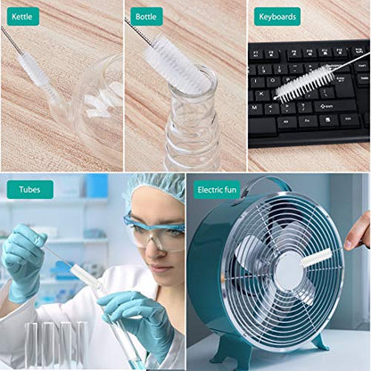 CiaraQ Bottle Cleaning Brushes, 8 Inch Nylon Tube Brush Set | White Cleaner for Narrow Neck Bottles Cups with Hook, Set of 10pcs. - color: White, size: 8.0 Inch (10pcs)
