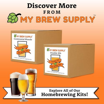 My Brew Supply American Wheat Brewing Kit | American Wheat & Pilsner Malt | Caramel Grain | Kent Goldings & Columbus Pellet Hops | Belgian/German Wheat Ale Yeast | 5 Gallon Advanced All Grain Home Brewing