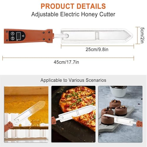 Electric Honey Cutter, Stainless Steel Uncapping Knife Beekeeping with 50 to 180℃ Temperature Control for Wax Honey Extractor Knife