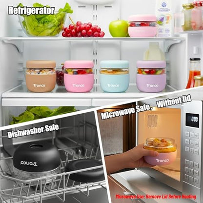Tronco 32 oz Glass Food Storage & Lunch Bowl Containers with Airtight Lids | Leak & Spill Proof Meal Prep Container with Silicone Sleeve, Microwave & Dishwasher Safe, Soup & Stew, Office Lunch,BPA-Free - color: Pink, size: 32 OZ
