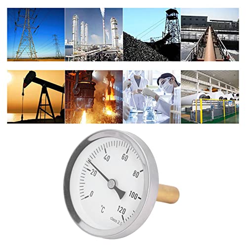 63MM Dial Thermometer, Temperature Measurement Range 0～120℃, IP55 Waterproof, Bimetallic Pointer Type Thermometer for Textile, Medicine, Barbecue and Other Industries