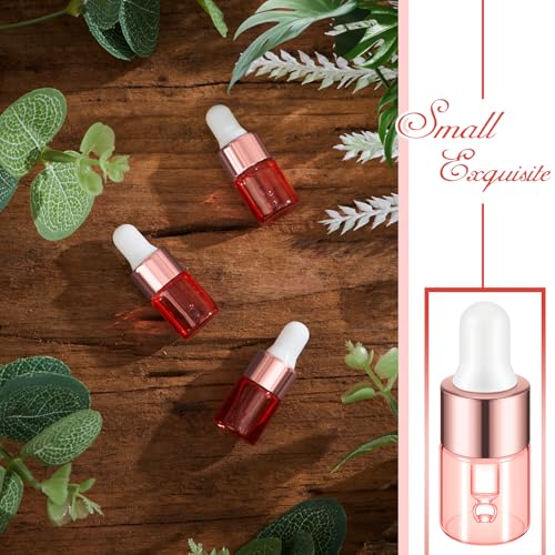 Didaey 100 Pcs 1/2/3/5/10/15 ml Mini Glass Oil Dropper Bottle Bulk, Clear Essential Small Empty Bottles Sample Containers Perfume Liquid Vials with Cap for Traveling (2 ml,Blush Pink) - color: Blush Pink, size: 2 ml