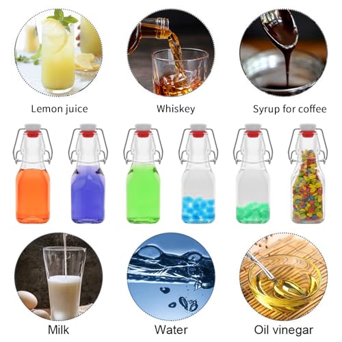 6 Pcs 4 oz Swing Top Glass Bottles,Flip Top Glass bottles with airtight Caps for Home Brewing Beer,Kombucha,2nd Fermentation,Kefir,Beverages,Soda,Oils,Vinegar,Limoncello,Vanilla extract (6pc) - size: 6pc