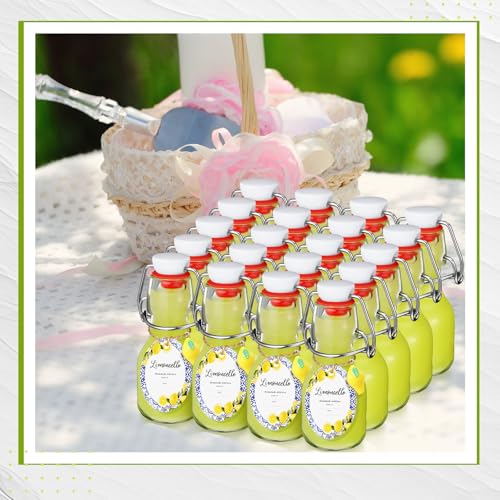 20 Sets Mini Limoncello Bottles Small Swing Top Glass Bottles Tiny Jar for Table Centerpieces Beverages Homemade Christmas Baby Shower Wedding Party Favors for Guests(2oz,Round Lemon) - size: 2oz, style: Round Lemon