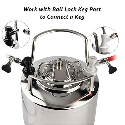 MRbrew 2 Pairs Ball Lock Disconnect Set, Home Brew Ball Lock Corny Keg Fittings for Keg Posts Coupler, with Stainless Steel 5/16'' Gas & 1/4'' Liquid Barbs & Extra 4 Hose Clamps & MFL Swivel Nuts - size: 2 Pairs
