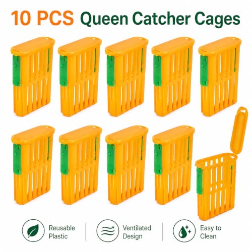 Queen Bee Catcher Cage Plastic Beekeeping Ventilated Clip 10PCS | Queen Bee Catcher Cage, Plastic Beekeeping Clip, Ventilated Design, Secure Grip, Reusable Tool, Set of 10