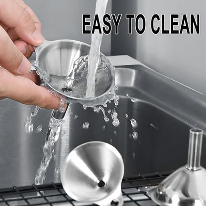 Funnels for Kitchen Bottle Filling, Lmoszuak Mini Stainless Steel Funnels, Multi-use Small Kitchen Funnel Set of 3, for Transferring Liquid, Fluid, Essential Oils, Powder,Tiny Spices,Dishwasher Safe - size: 3pcs small Funnel set