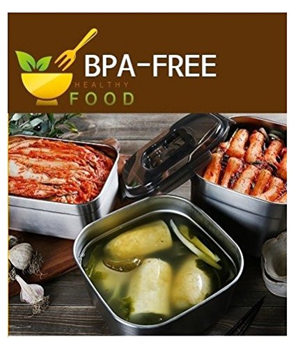 STENCOC Stainless Steel BPA Free Rectangular Leakproof Airtight Kimchi/Pickle/Food Storage Container Saver (3.6L / 122oz / 9.8") One Handle Half-Transparent Lid Stackable