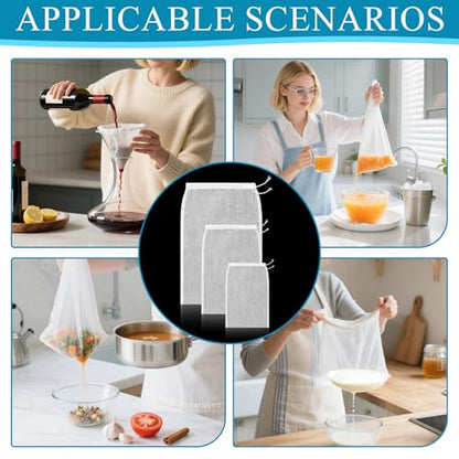 10Pcs Cheese Cloth Bag For Straining Reusable Nut Milk Bags Nylon Washable Fine Mesh Strainer Bags for for Almond Yogurt Juice Cheese Making Cold Brew Coffee Beer Tea (10Pcs 3 Size)