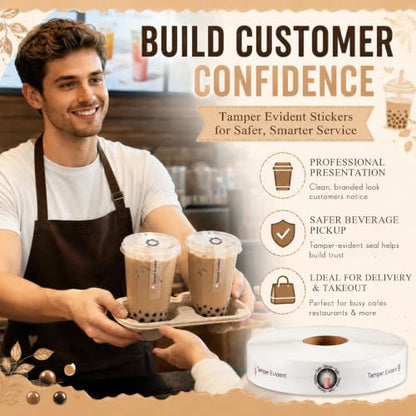 Zonon 600 Pcs Safe Secure Tamper Evident Seals for Drink Lids, Food Delivery Stickers Sealed for Freshness Labels Drink Food Coffee Milk Tea Ice Cream Seal Stickers 600 Pieces Per Roll (Transparent) - color: Transparent