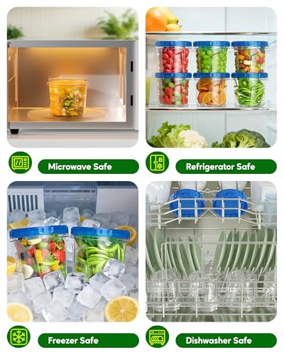 Canfanni 8 Pack-24 OZ Freezer Storage Containers, Plastic Soup Container with Lids, BPA Free Food Storage Containers with Twist Top Lids, Reusable, Microwave and Dishwasher Safe