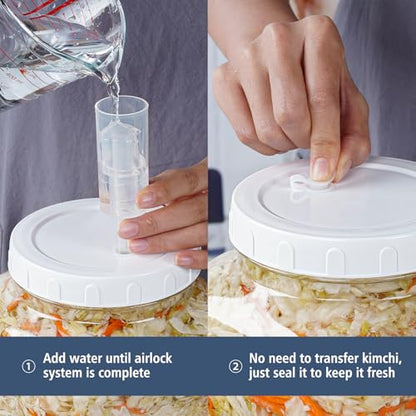 Folinstall 1.5 Gallon Large Fermentation Jars with 2 Airtight Lids and 3 Airlocks, Wide Mouth Glass Mason Jar with Scale Mark, Pickle jars, Mead Making Kit, Kimchi Containers, 2 Pack