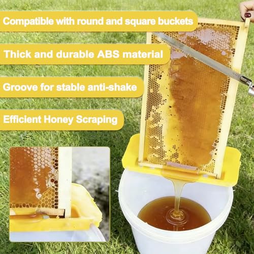 HIMO Honey Uncapping Tank Holder, Beekeeping Honeycomb Scraper Tool, Yellow Honeycomb Frame Support, Compatible with Square and Round Containers, Durable Plastic Honeycomb Frame - color: Yellow-1pc