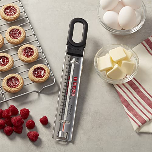 KitchenAid Curved Candy and Deep Fry Thermometer - color: Black, size: TEMPERATURE RANGE: 100F to 400F