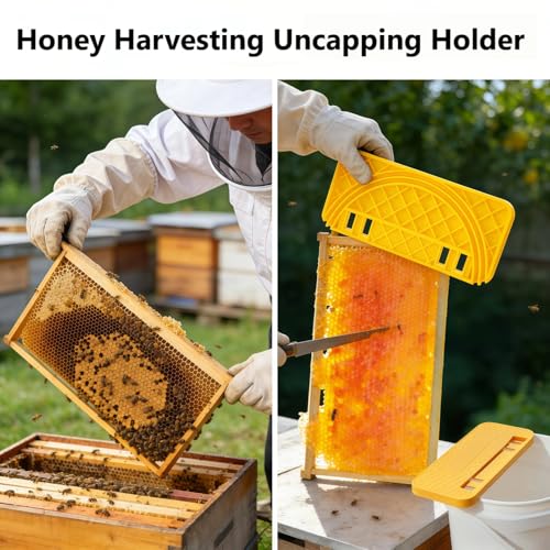 Uncapping Holder, Plastic Honey Bucket Scraper Tool for 5 and 6 Gallon Bucket Honey Uncapping Tank, Beekeeping Beehive Frame Holder, Beekeeper Flat Honey Shelf, Honey Harvesting