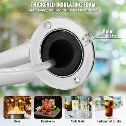 VEVOR Kegerator Tower Kit, Single Tap Beer Conversion Kit, Stainless Steel Keg Beer Tower Dispenser with Dual Gauge CGA320 Regulator & D-System Keg Coupler, Self-Closing Spring for Party Bar Home - style: Single Faucet Beer Tower