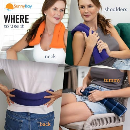 SunnyBay Microwave Heating Pad, Microwavable Heated Neck and Shoulder Wrap, Soothing Weighted Moist Heat or Ice Pack with Flaxseed and Lavender, 26x5 Inches, 2.5 lbs, Buffalo - color: Lavender - Buffalo