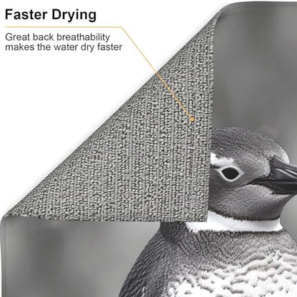 Grey penguin Print Dish Drying Mat for Kitchen Counter Ultra Absorbent Microfiber Dishes Drainer Mats Washable Drying Pads for Sinks 16 x 18 In - color: Grey Penguin