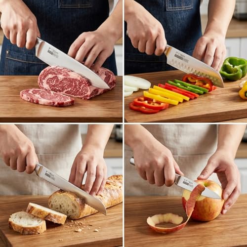KOFERY 5-Piece Seamless Stainless Steel Knife Set (No Block Included) | Heavy Duty One Piece Design, Full Metal Handle, Professional Kitchen Knives, for Culinary Students, Rv Use, Easy Cleaning