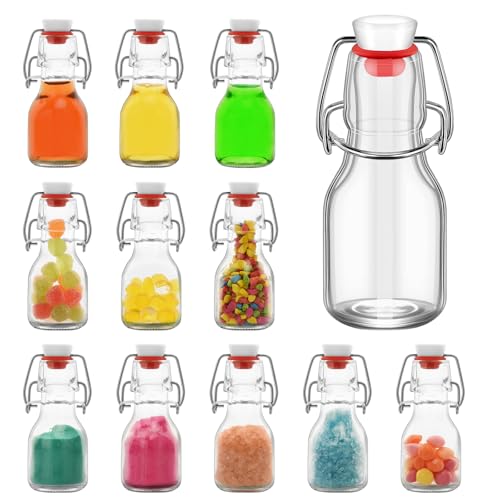 12Pcs 2oz Swing Top Glass Bottles,Flip Top Glass Bottle with Lids Sealable Kombucha Bottle for Brew Beer Syrup Vanilla Extract Air Tight Bottles (Clear) - color: Clear