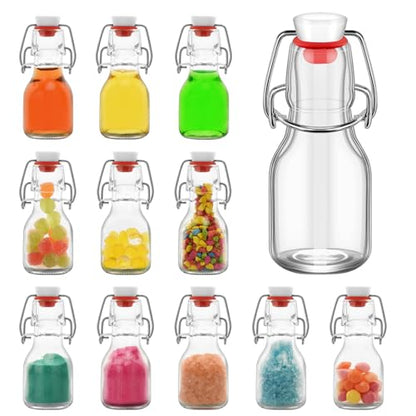 12Pcs 2oz Swing Top Glass Bottles,Flip Top Glass Bottle with Lids Sealable Kombucha Bottle for Brew Beer Syrup Vanilla Extract Air Tight Bottles (Clear) - color: Clear