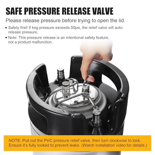 FERRODAY Carbonation Keg Lid for Corny Keg Lid Carbonation Stone Beer Force Carbonation Keg Lid Diffusion Stone Carbonating Keg Lid Carbonator Stainless Steel 304 Keg Lid for Cornelius Keg - 20" Tube