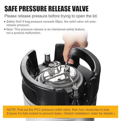 FERRODAY Carbonation Keg Lid for Corny Keg Lid Carbonation Stone Beer Force Carbonation Keg Lid Diffusion Stone Carbonating Keg Lid Carbonator Stainless Steel 304 Keg Lid for Cornelius Keg - 20" Tube