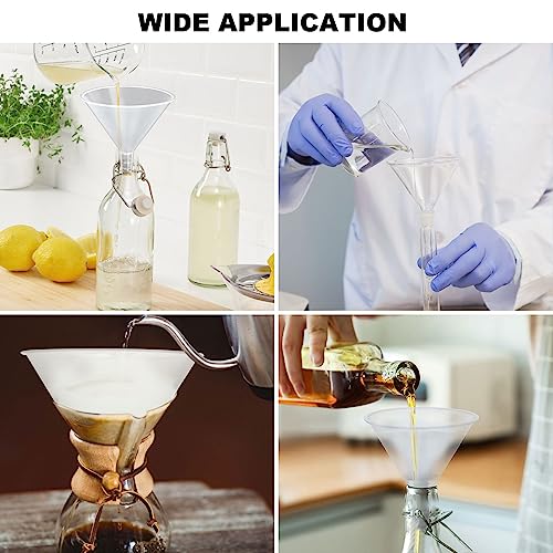 ABuff 8PCS Plastic Funnels, 6 Inch Wide Mouth Large Clear Plastic Funnels Oil Funnel Liquid Transfer Funnel for Liquid, Spices, Powder, Lotion, Oils