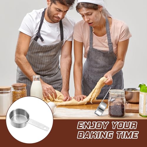Stainless Steel Measuring Cup, 4 Pcs 1/4, 1/2 Cup, 60 ml/125 ml Metal Cup Scoop Kitchen Gadgets for Coffee Cooking Baking Dry Wet Liquid Ingredients, Dishwasher Safe - size: 1/4 Cup, 1/2 Cup