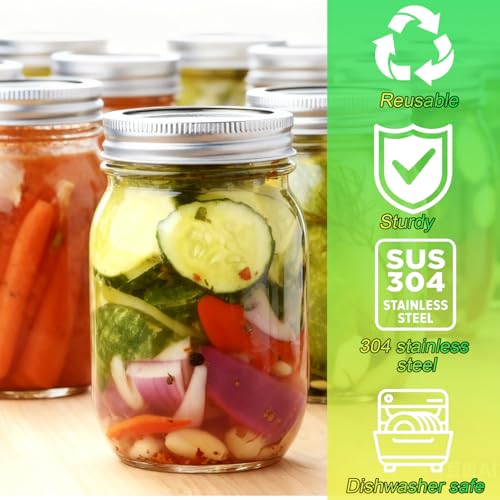 Palksky Mason Jar Lids Stainless Steel for Regular Mouth Mason Jar Lids, 4Pcs Rustproof Mason Jar Caps/Tops - Leakproof & Dishwasher Safe - style: Regular Mouth Stainless Steel Mason Jar Lids 4 PCS